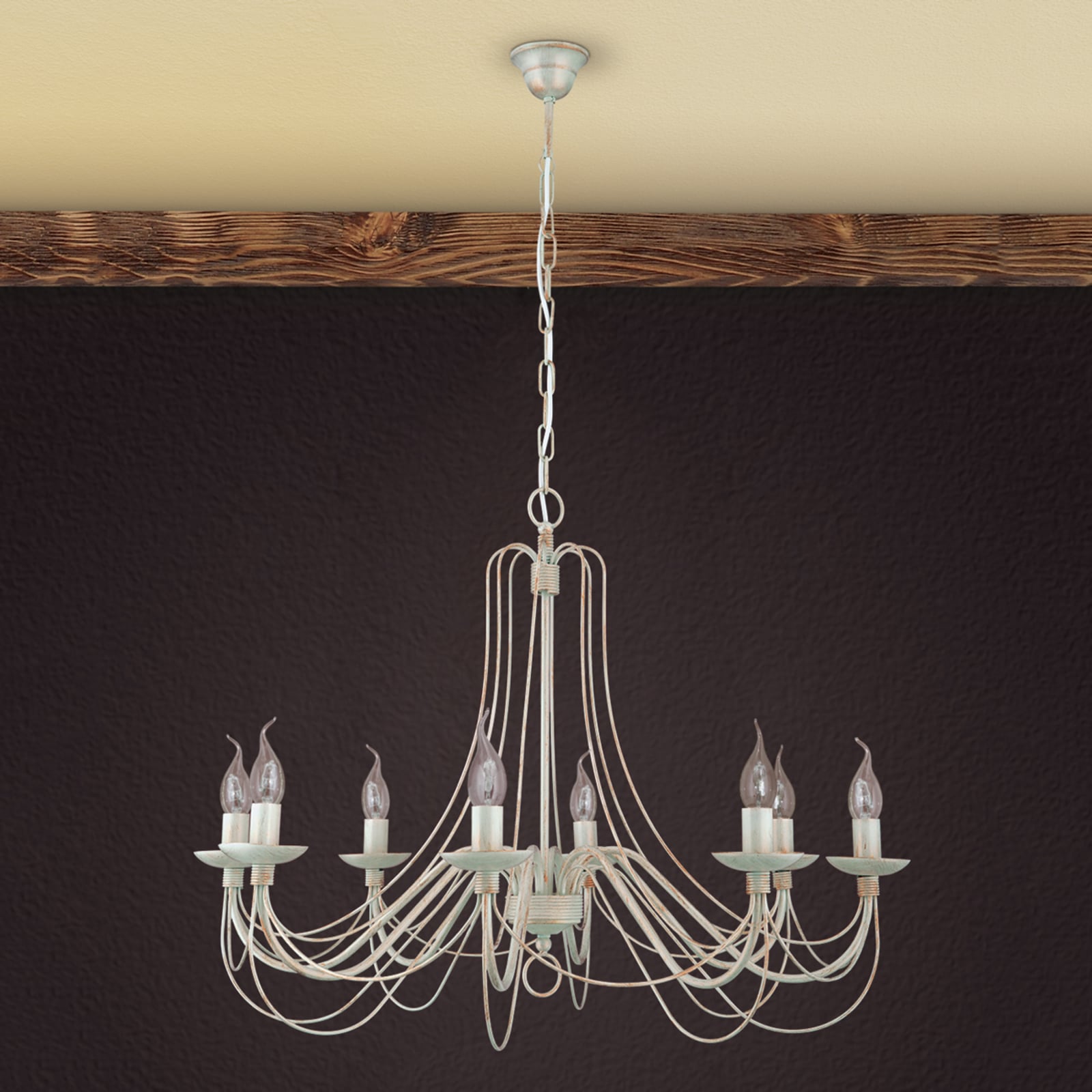 Lysekrone Antonina 8-lys elfenben dimbar Ø80 cm detalj av metallramme