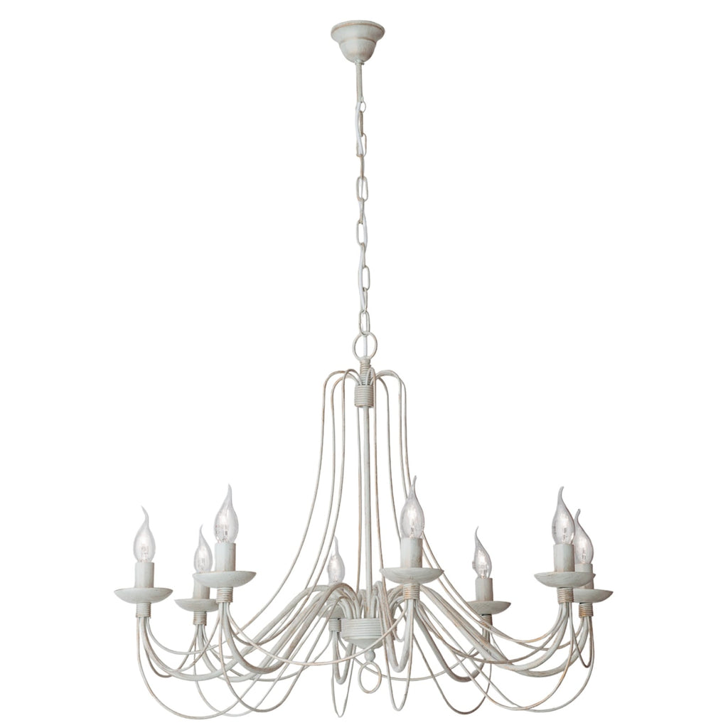 Lysekrone Antonina 8-lys elfenben dimbar Ø80 cm lysdetalj