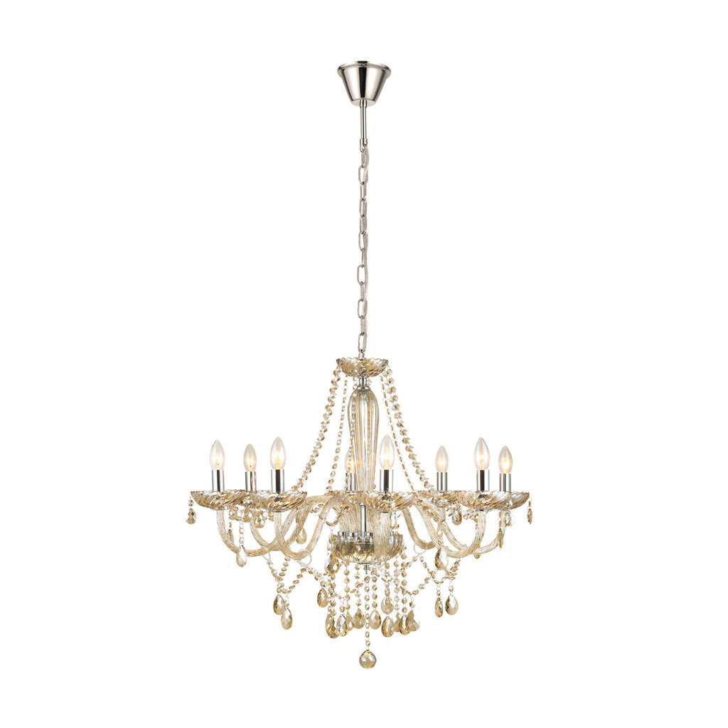 Montert Lysekrone Basilano cognacfarget glass 8-armet i rom