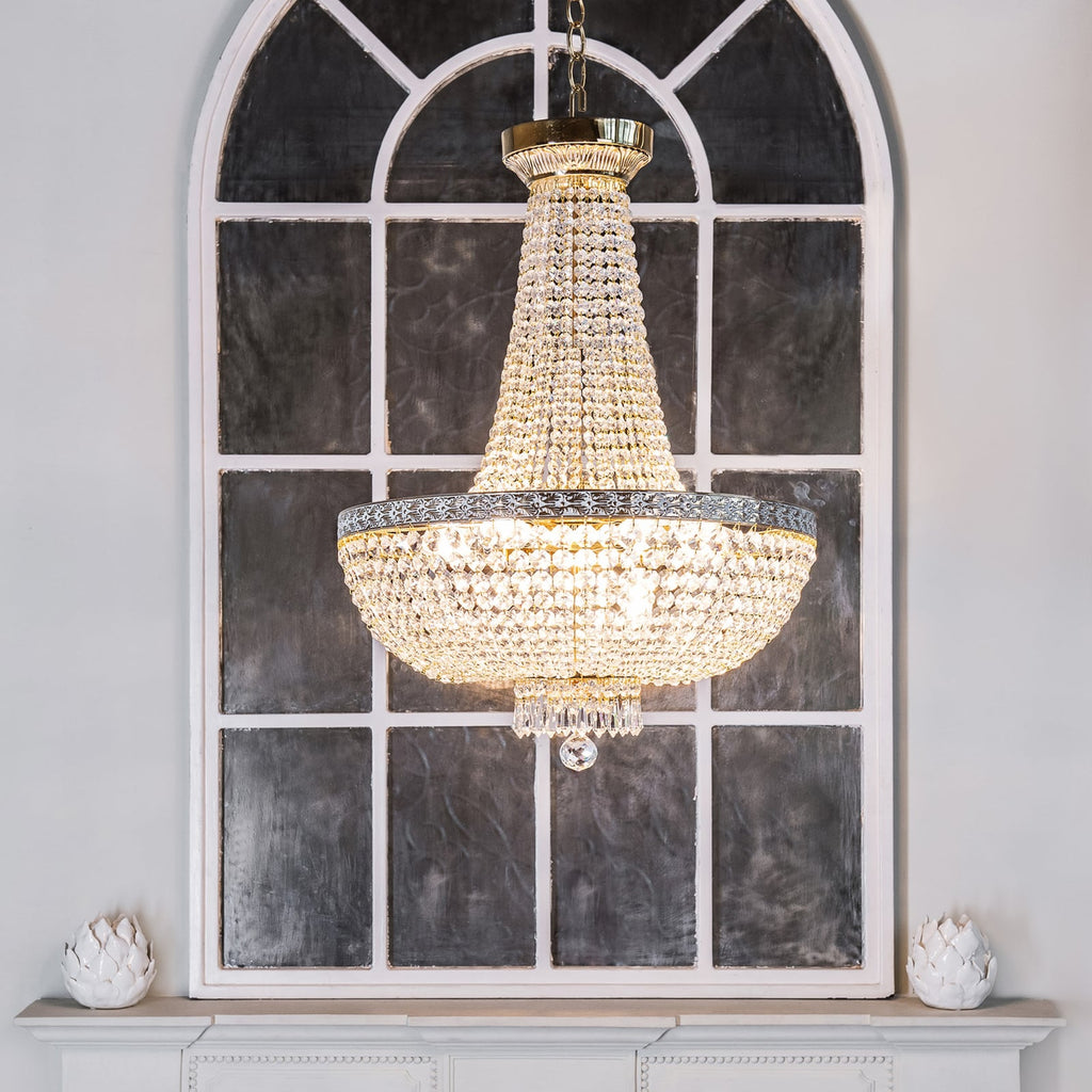 Lysekrone Bella 8-armet krystall gullfarget bakside