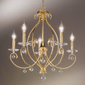 Lysekrone Carat 5-lys krystallglass gull forfra