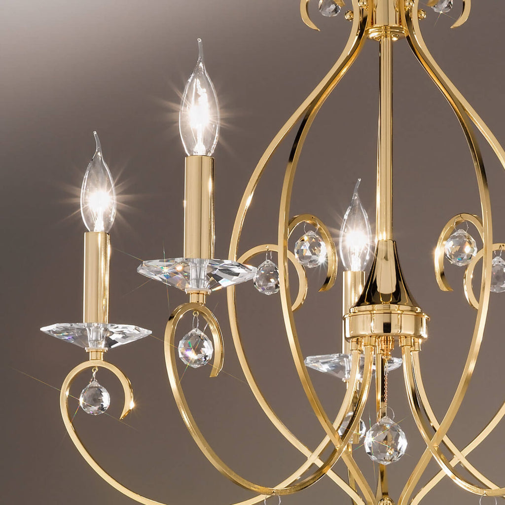 Lysekrone Carat 5-lys krystallglass gull bakside
