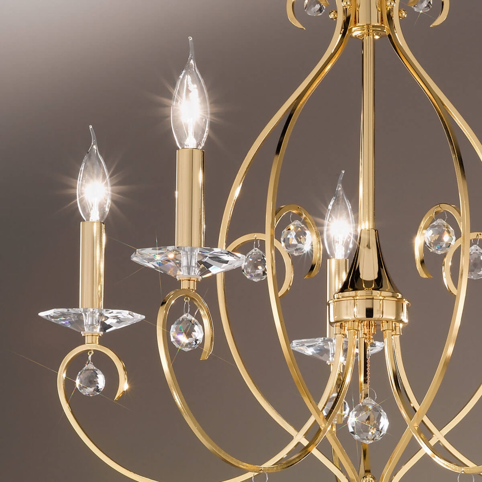 Lysekrone Carat 5-lys krystallglass gull bakside