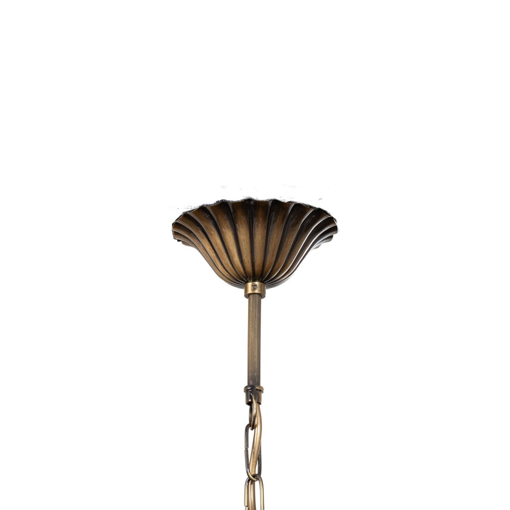 Lysekrone Castle 6-armet messing patinert dimbar Ø62 cm nærbilde av metallfinish