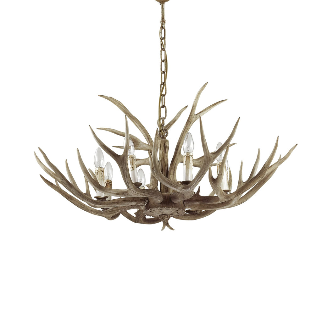 Lysekrone Chalet 8-lys gevir-design beige montert i rom