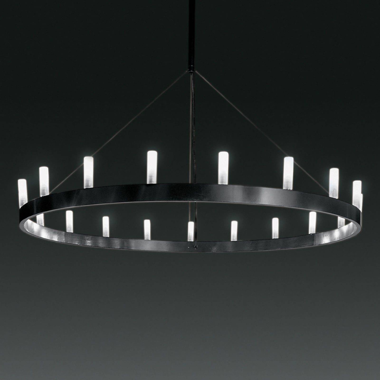 Lysekrone Chandelier 19-lys dimbar svart metall Ø150 cm forfra
