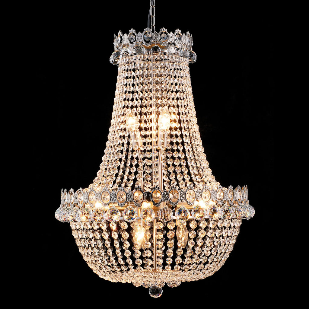 Lysekrone CR55 12-lys med krystallglass forfra