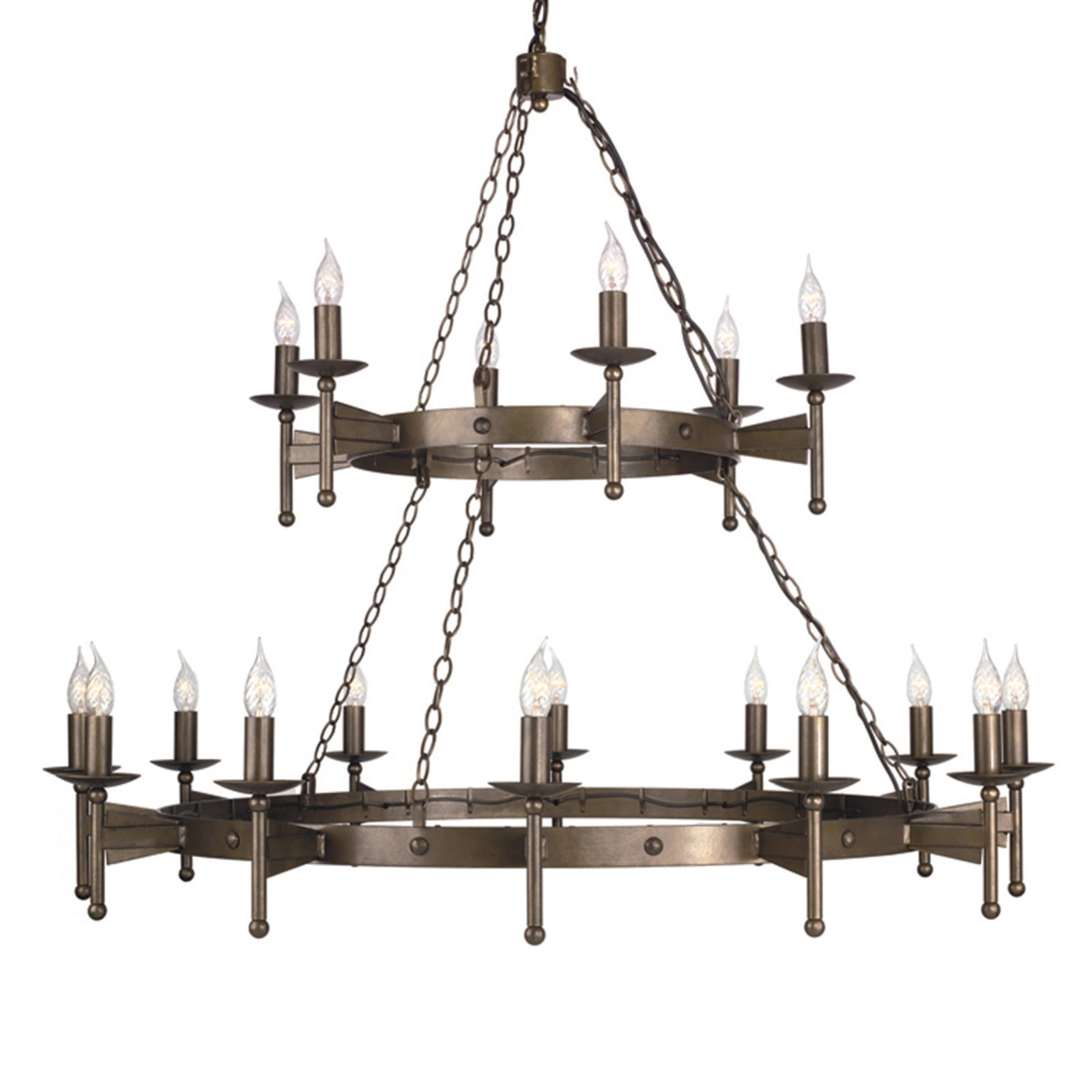 Lysekrone Cromwell 12-lys middelalder bronse Ø130 cm forfra