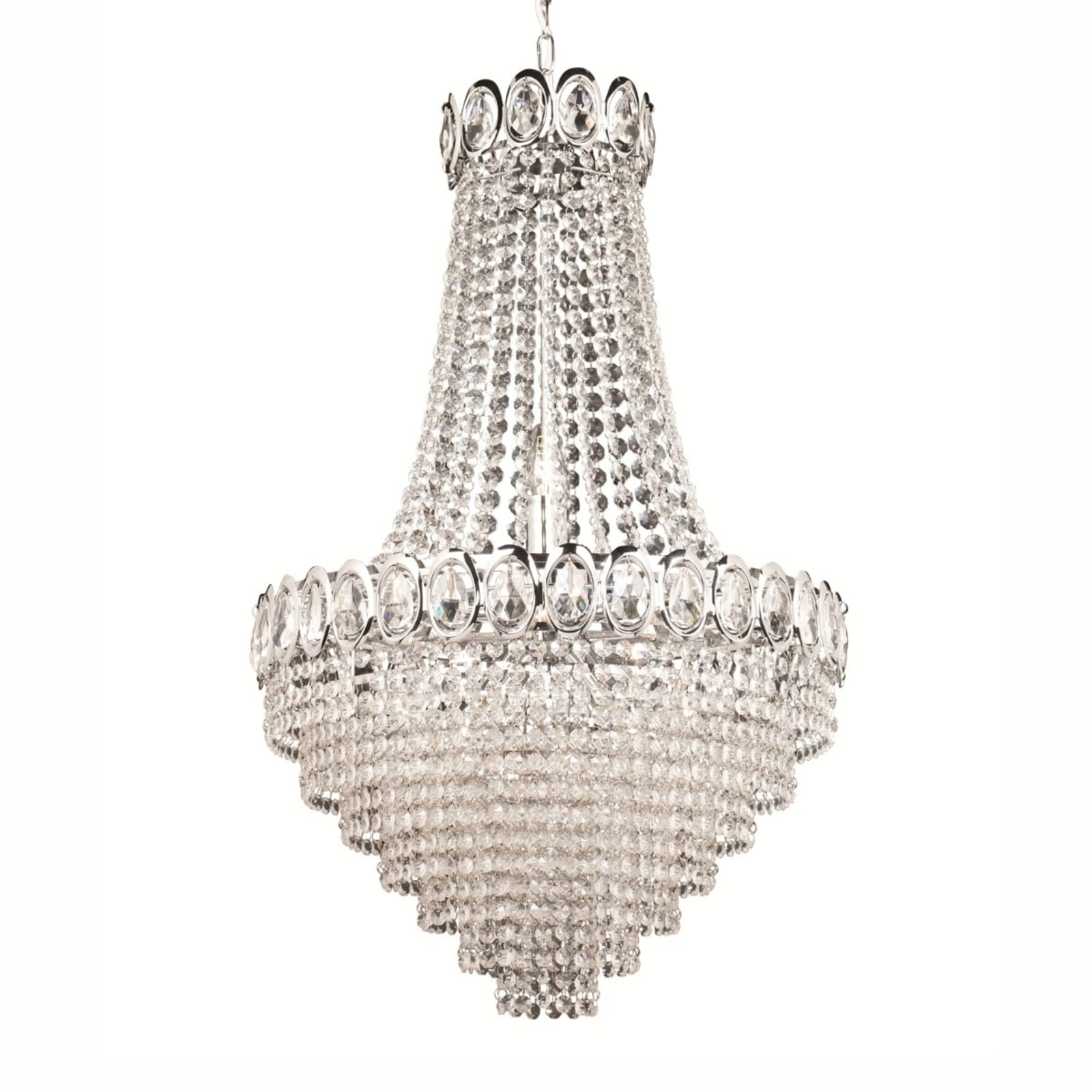 Lysekrone Crystal 11-lys krom glass Ø52 cm dimbar forfra