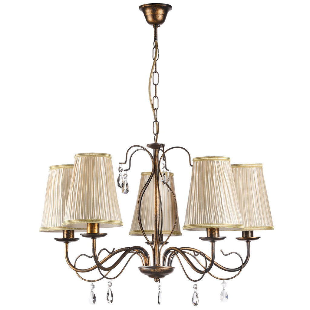 Lysekrone Delia 5-lys dimbar bronsefarget Ø68 cm bakside