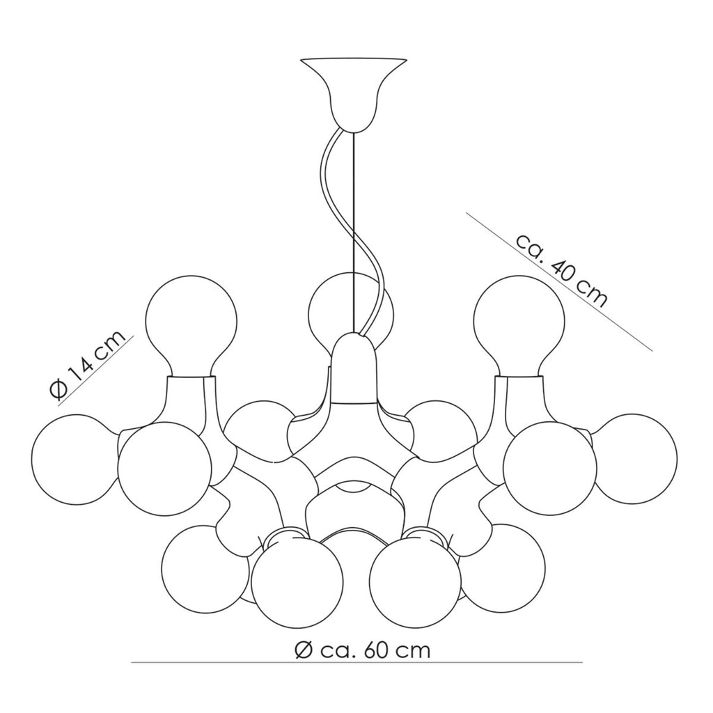 Lysekrone DNA Chandelier XL 15-lys krom montert i rom