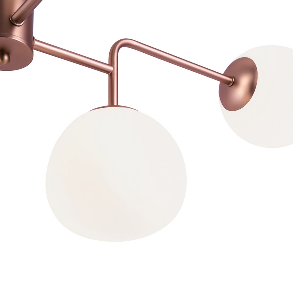Detalj av Lysekrone Erich 8-armet messing rosé glass/metall