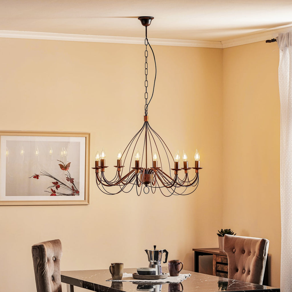 Lysekrone Fiamma Marrone 8-armet jern dimbar Ø78 cm bakside