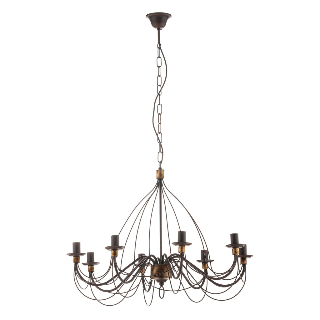 Lysekrone Fiamma Marrone 8-armet jern dimbar Ø78 cm montert i rom