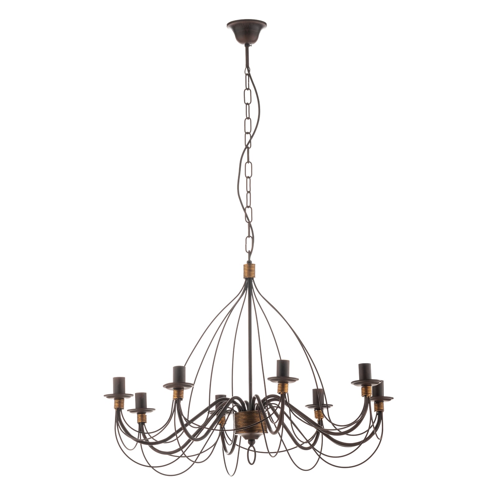 Lysekrone Fiamma Marrone 8-armet jern dimbar Ø78 cm montert i rom