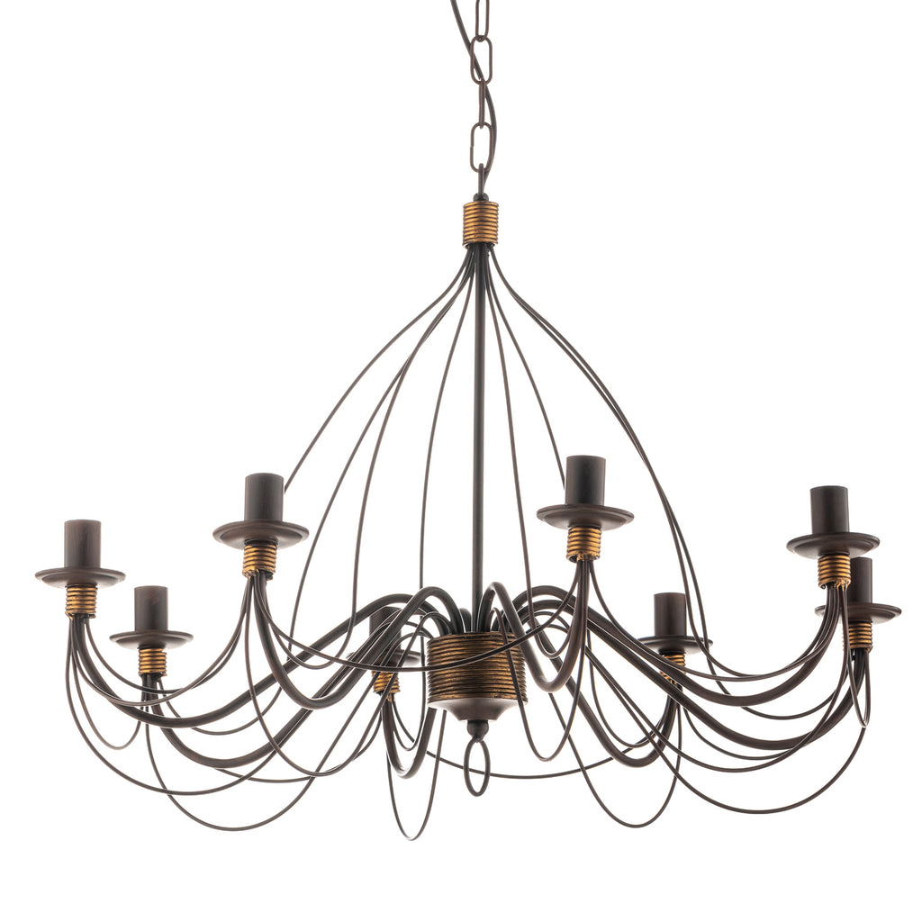 Lysekrone Fiamma Marrone 8-armet jern dimbar Ø78 cm nærbilde av material