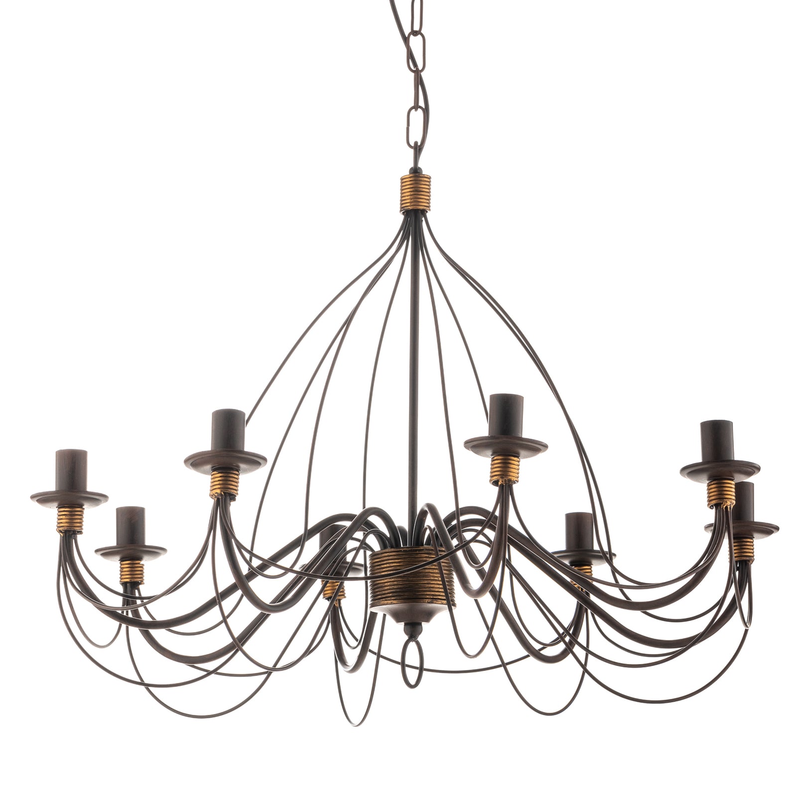 Lysekrone Fiamma Marrone 8-armet jern dimbar Ø78 cm nærbilde av material