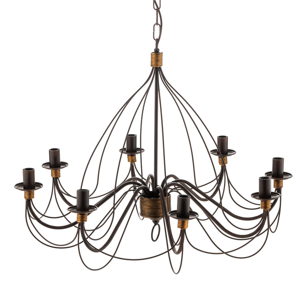 Lysekrone Fiamma Marrone 8-armet jern dimbar Ø78 cm E14 sokkel detalj