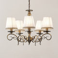Lysekrone Finnick 5-lys metall og tekstil antikkmessing forfra