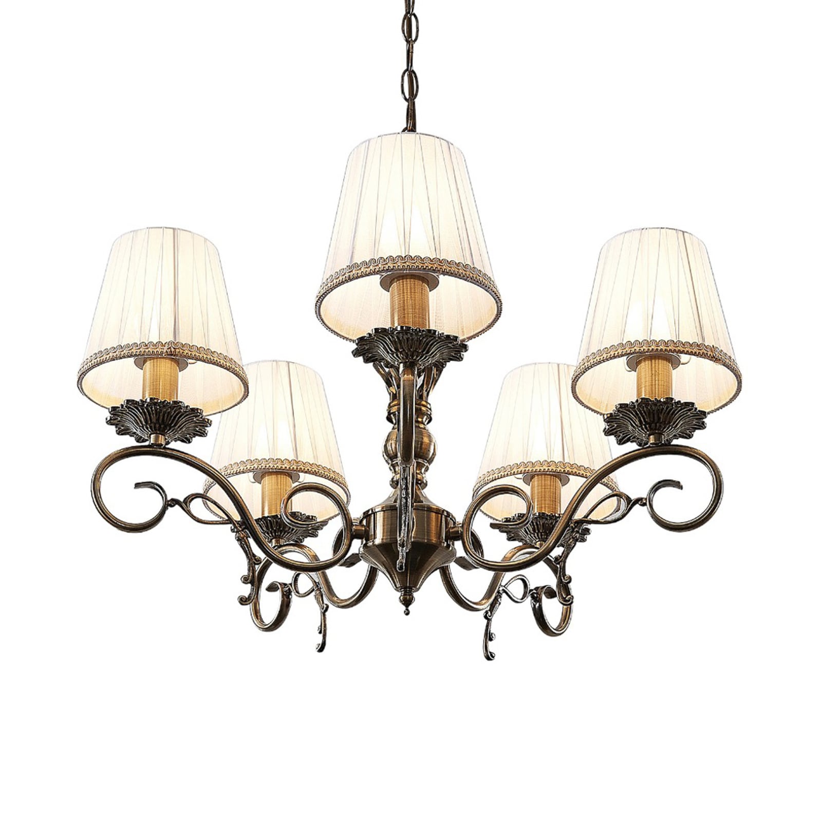 Montert Lysekrone Finnick 5-lys over spisebord i stue