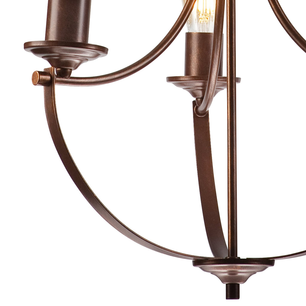 Lysekrone Gina 3-lys brun stål dimbar Ø42 cm sideprofil