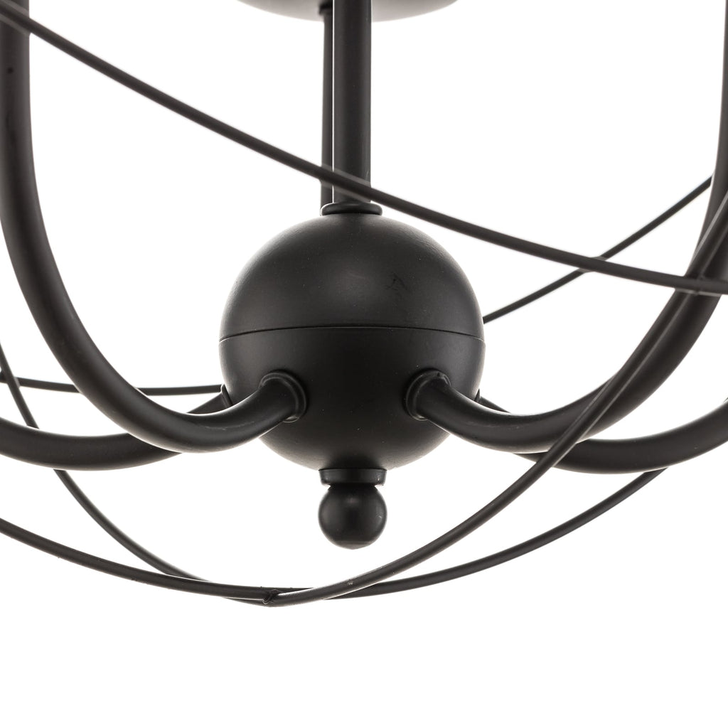 Lysekrone Globe 5-lys dimbar svart metall Ø40 cm med lyspærer