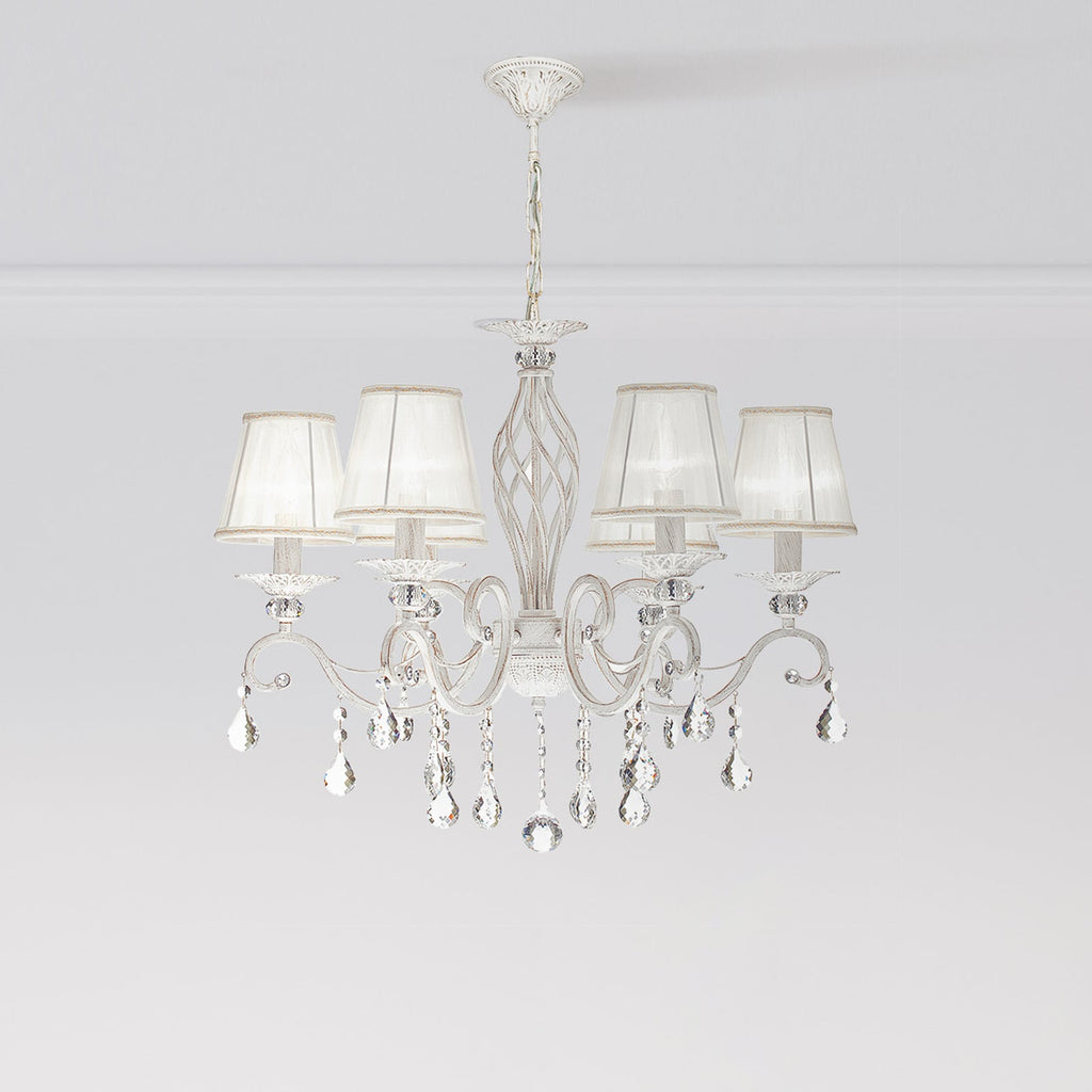 Lysekrone Grace 6-lys organza hvit Ø65 cm dimbar E14 forfra