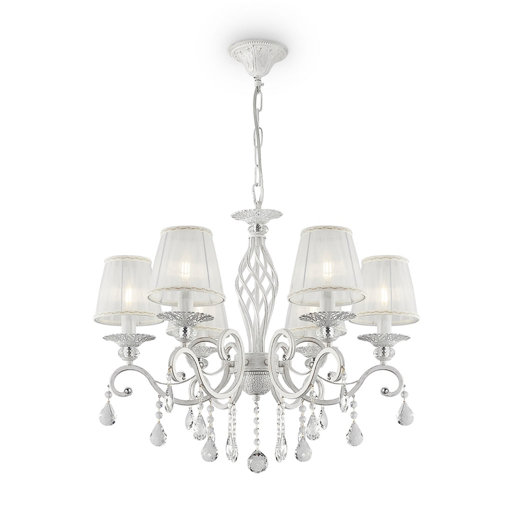 Montert Lysekrone Grace 6-lys organza hvit Ø65 cm dimbar E14 i stue