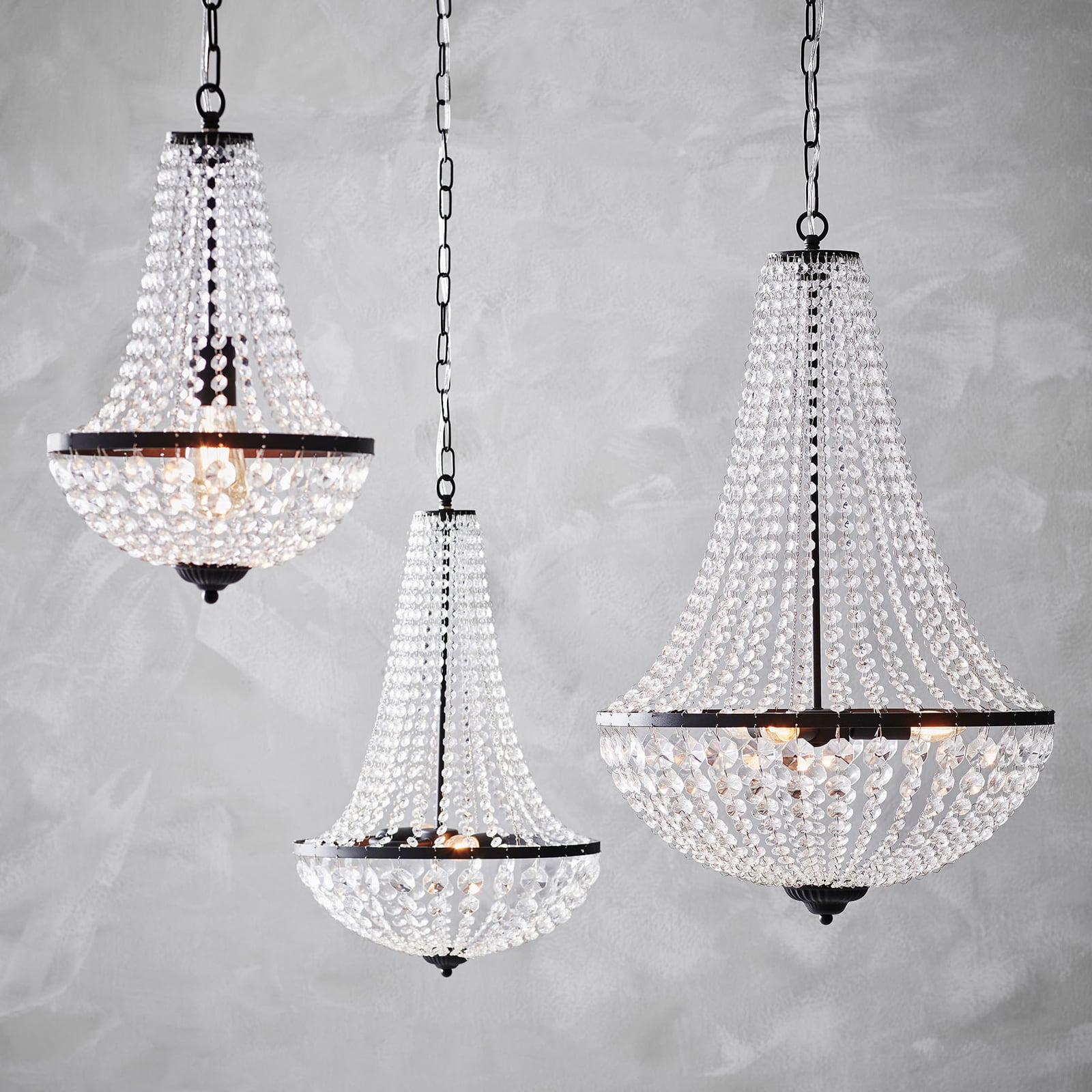 Detaljbilde av Lysekrone Gränsö krystallglass svart