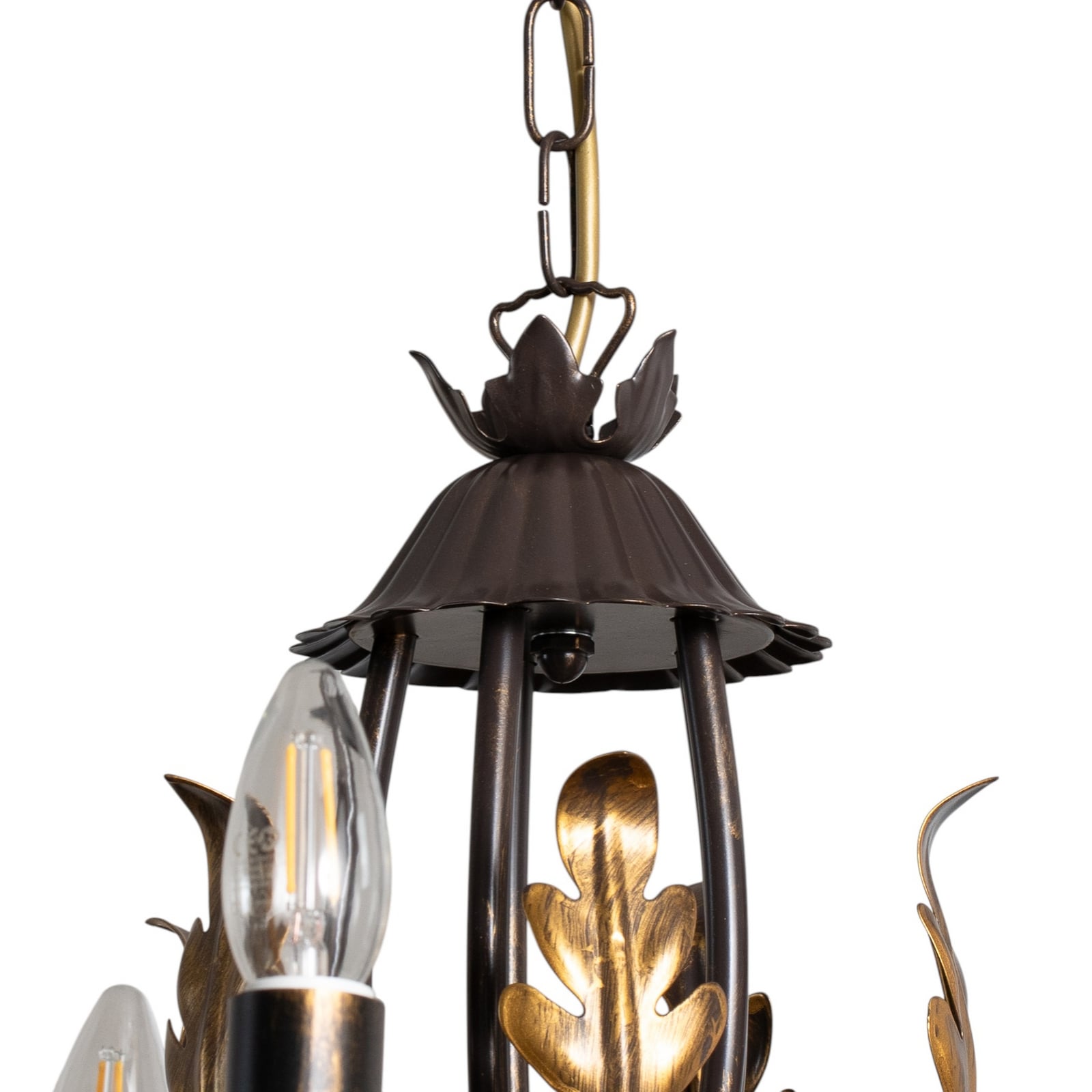 Oversikt av Lysekrone Gretel 5-lys bronse metall E14 Ø65 cm i bruk