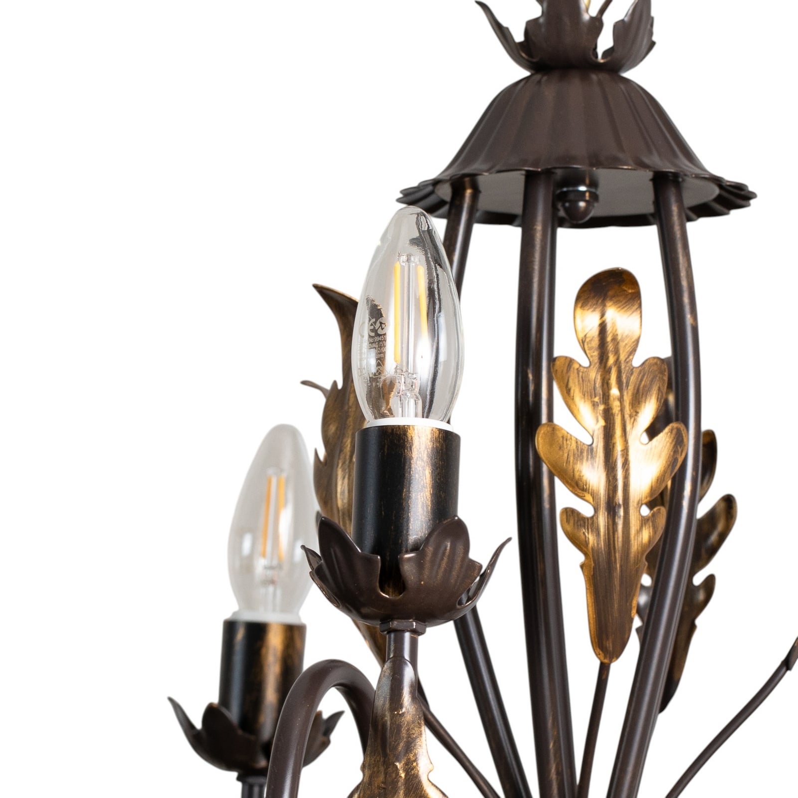 Lysekrone Gretel 5-lys bronse metall E14 Ø65 cm detalj av armatur