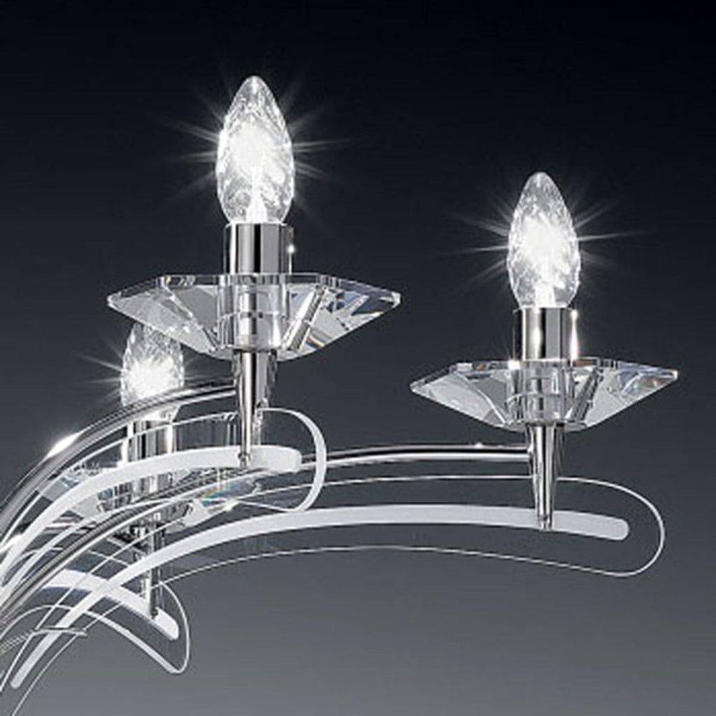 Lysekrone Icaro 6-armet krystallglass krom detalj av krystaller