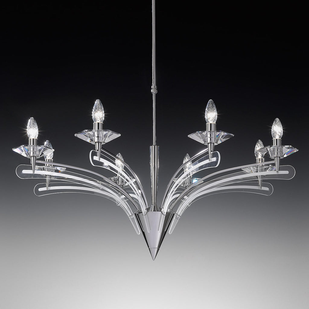 Lysekrone ICARO krystallglass 8-lys dimbar Ø100 cm krom forfra