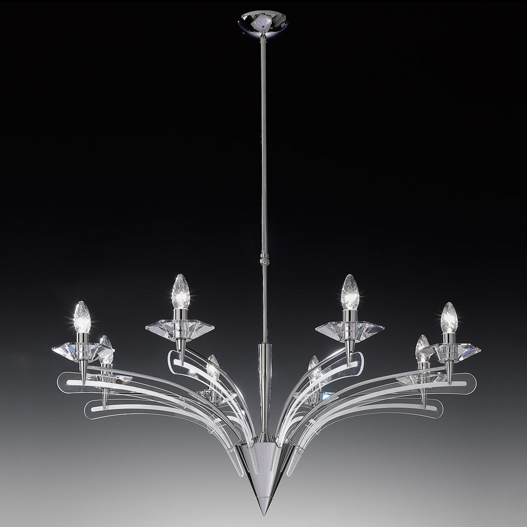 Lysekrone ICARO krystallglass 8-lys dimbar Ø100 cm krom bakside