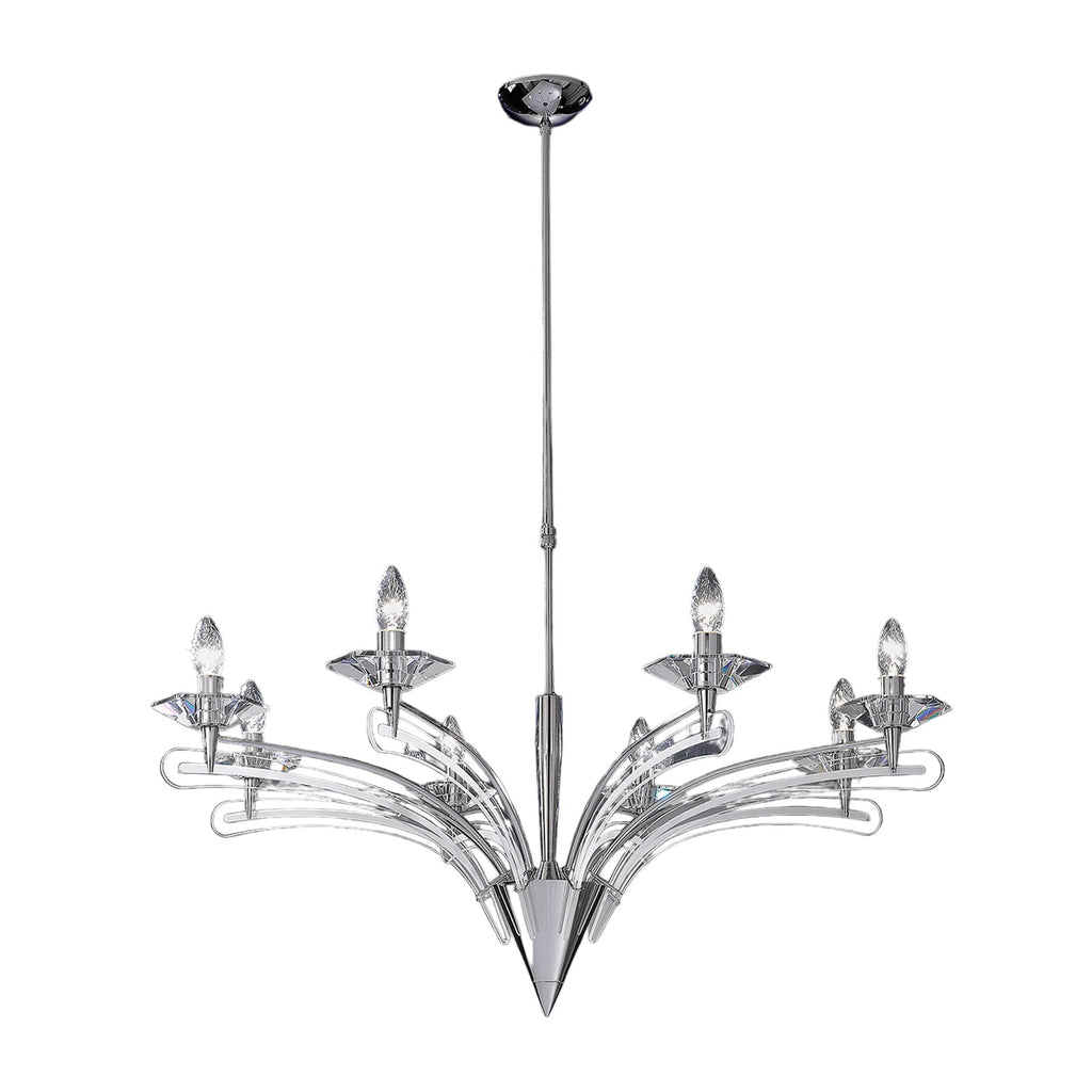 Lysekrone ICARO krystallglass 8-lys dimbar Ø100 cm krom detalj nærbilde