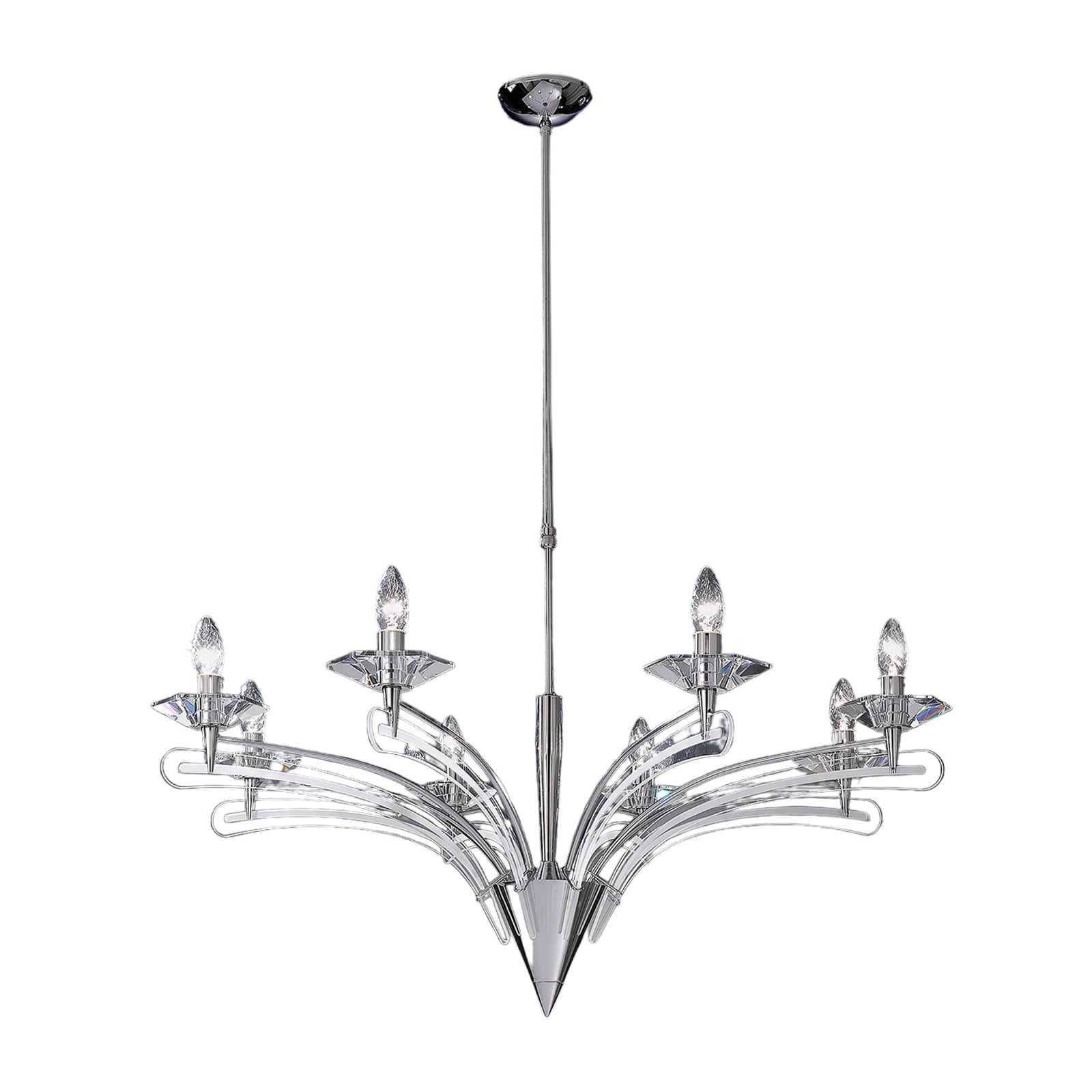 Lysekrone ICARO krystallglass 8-lys dimbar Ø100 cm krom detalj nærbilde
