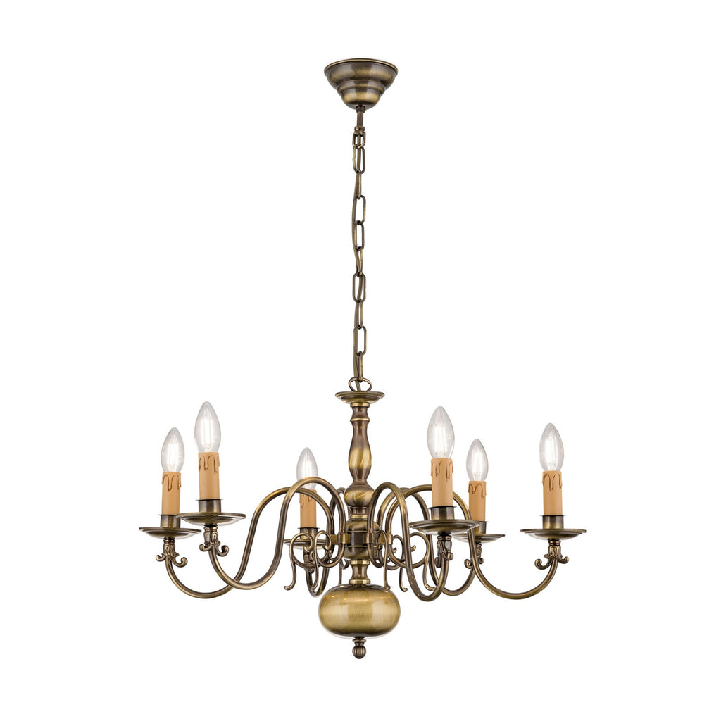 Detalj av Lysekrone Imke 6-lys messing dimbar Ø63 cm E14
