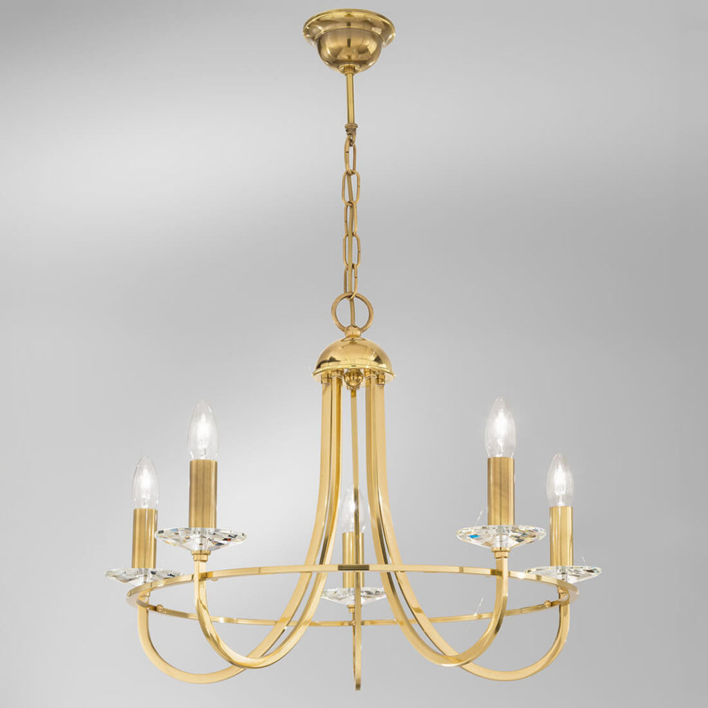 Lysekrone Imperial 5-lys messing krystallglass bakside