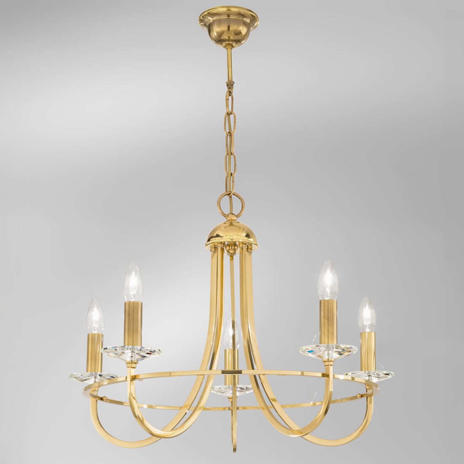 Lysekrone Imperial 5-lys messing krystallglass bakside