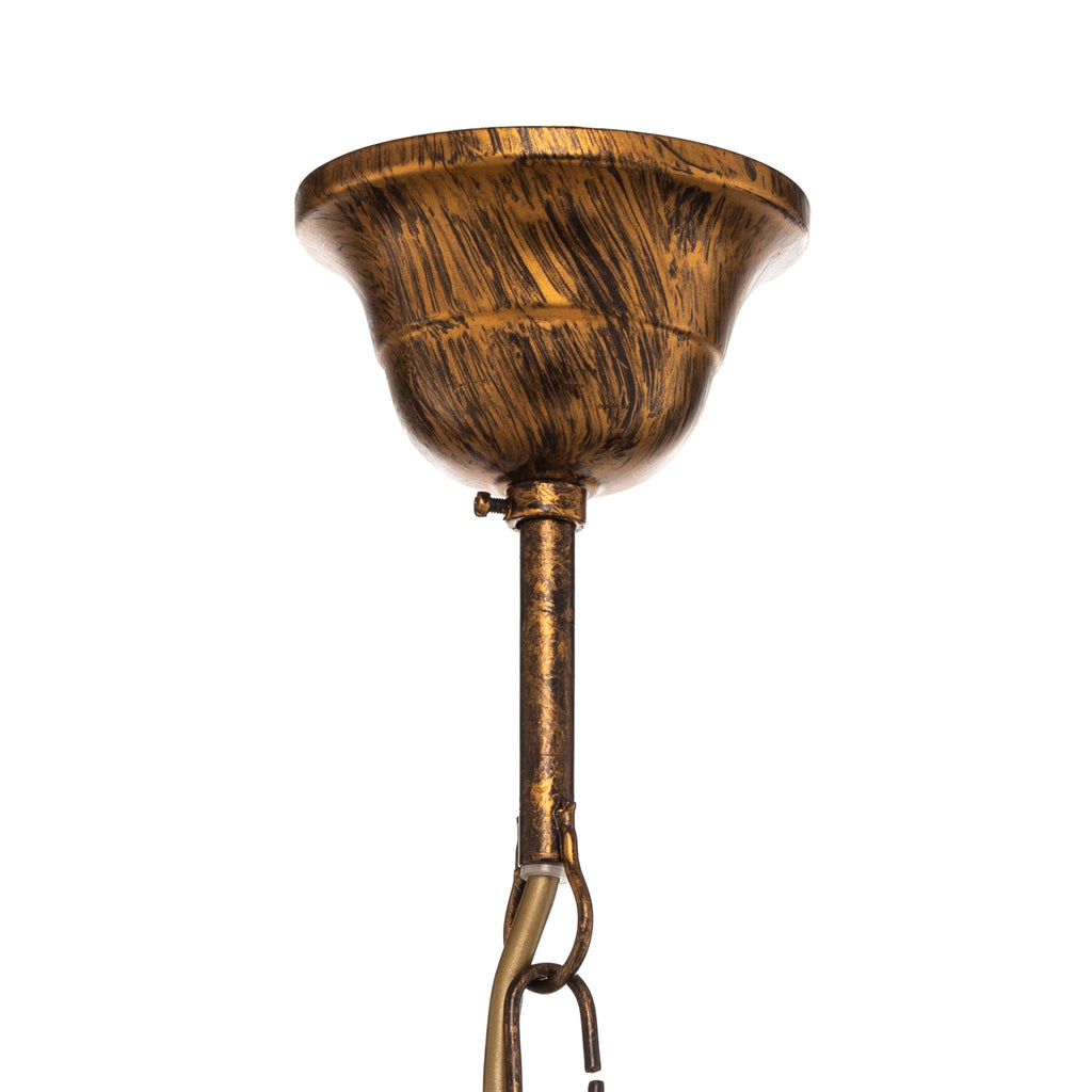 Underside av Lysekrone Karen 8-lys bronse med krystaller