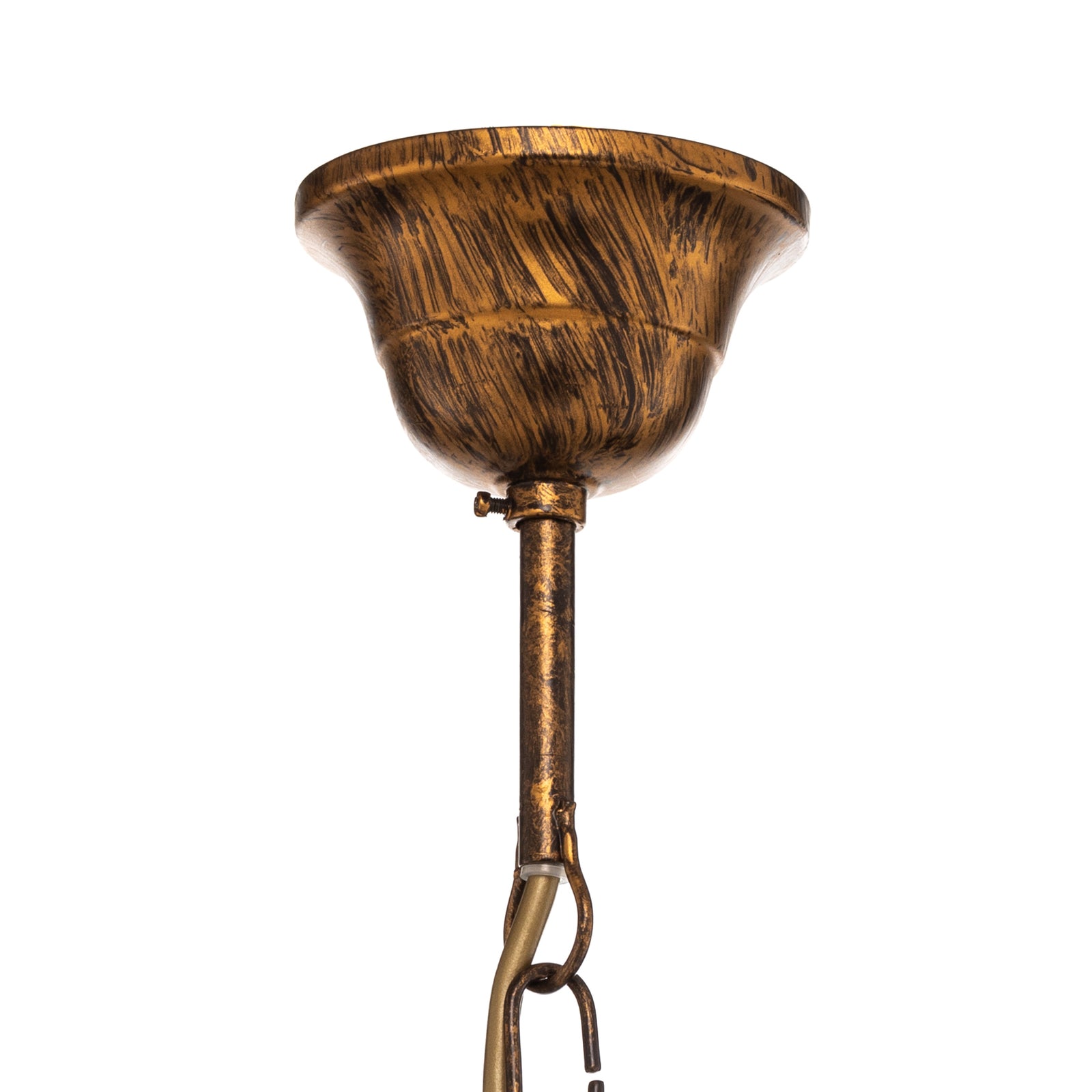 Underside av Lysekrone Karen 8-lys bronse med krystaller