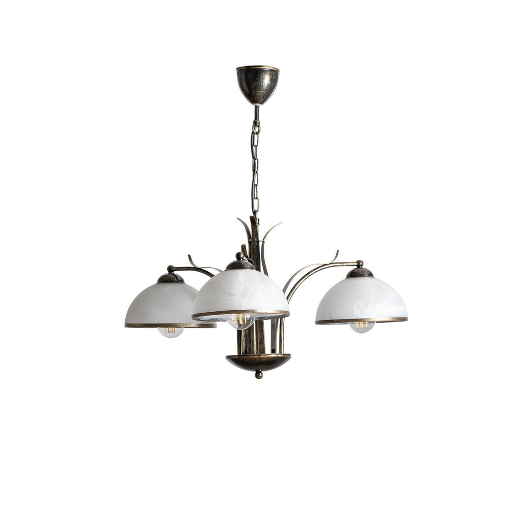 Lysekrone Korfu 3-lys antikk gull Ø68 cm montert i rom