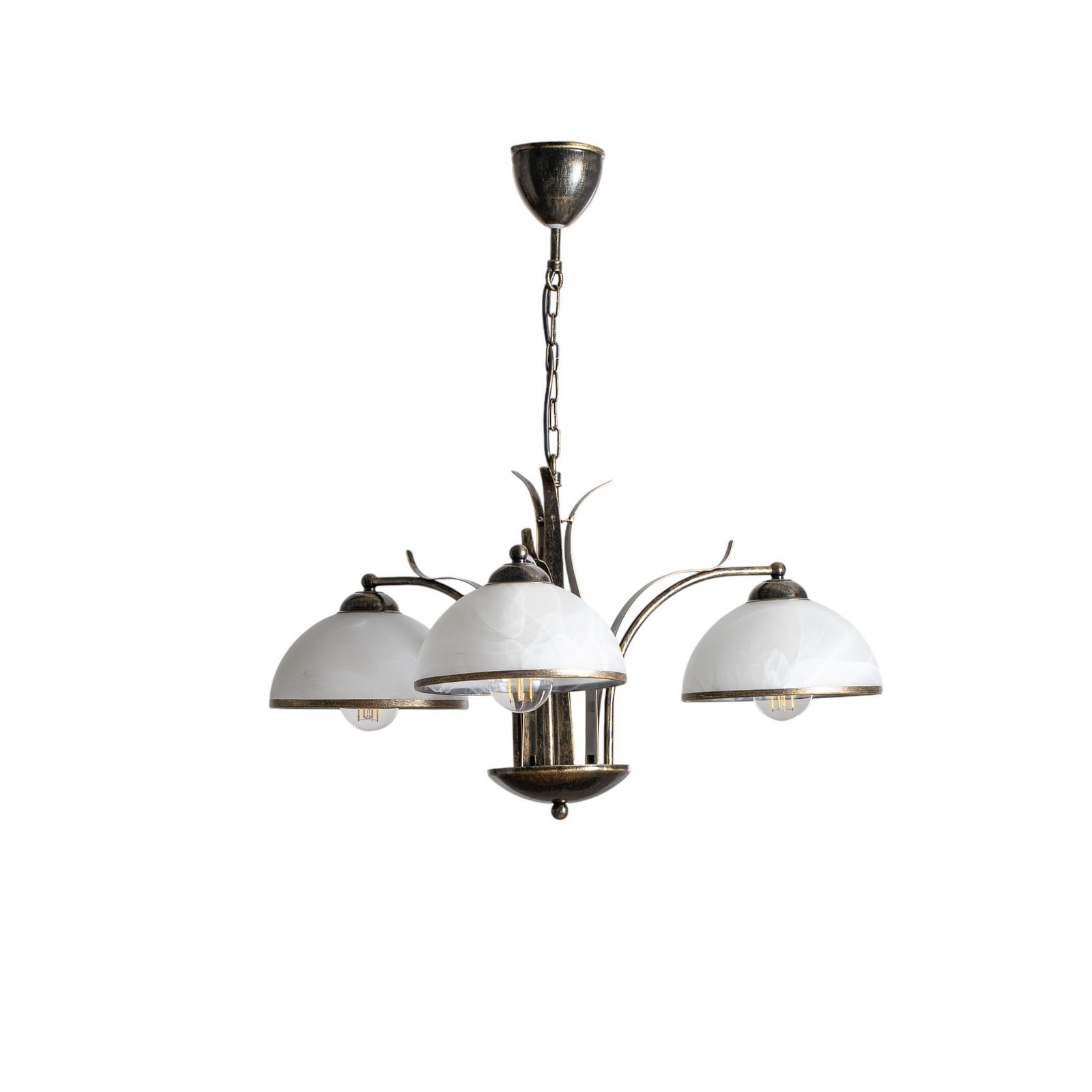 Lysekrone Korfu 3-lys antikk gull Ø68 cm montert i rom