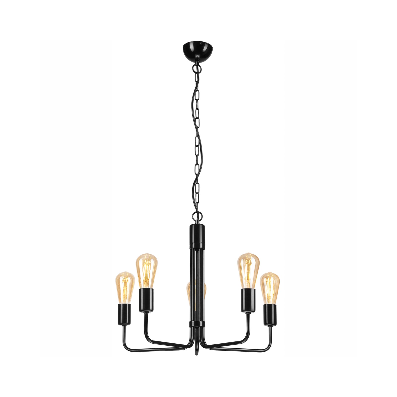 Lysekrone Malou 5-armet svart stål Ø54 cm bakside