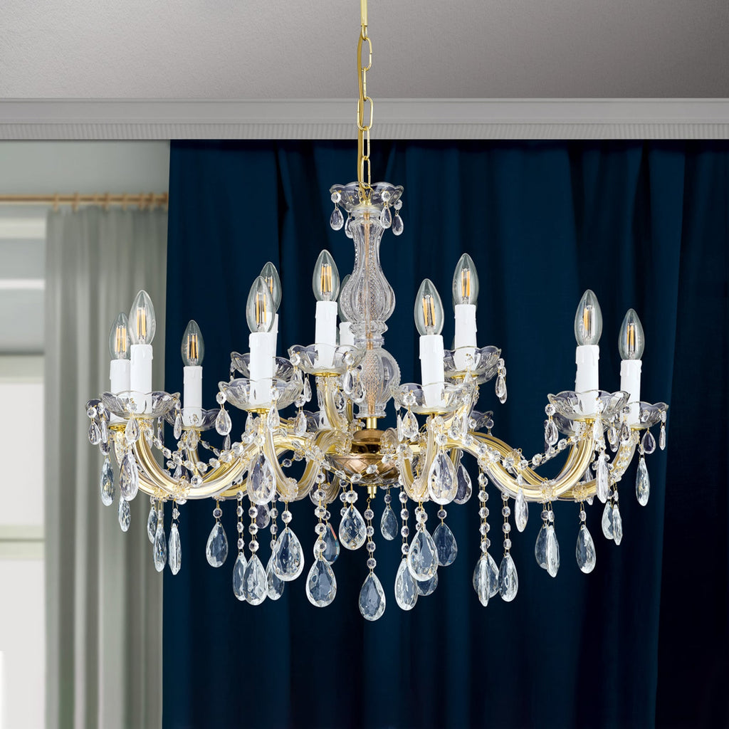 Lysekrone Marie Claire krystallglass 15-lys forfra
