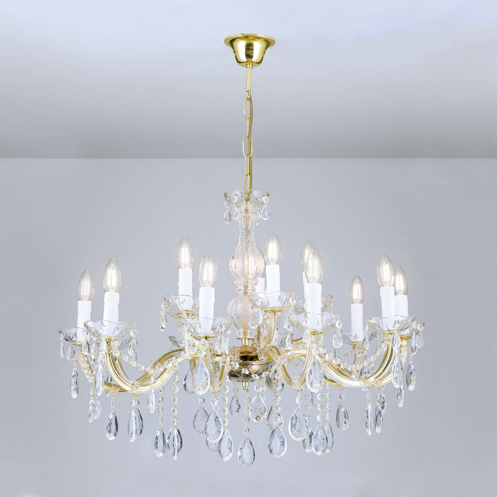 Montert Lysekrone Marie Claire krystallglass 15-lys i rom