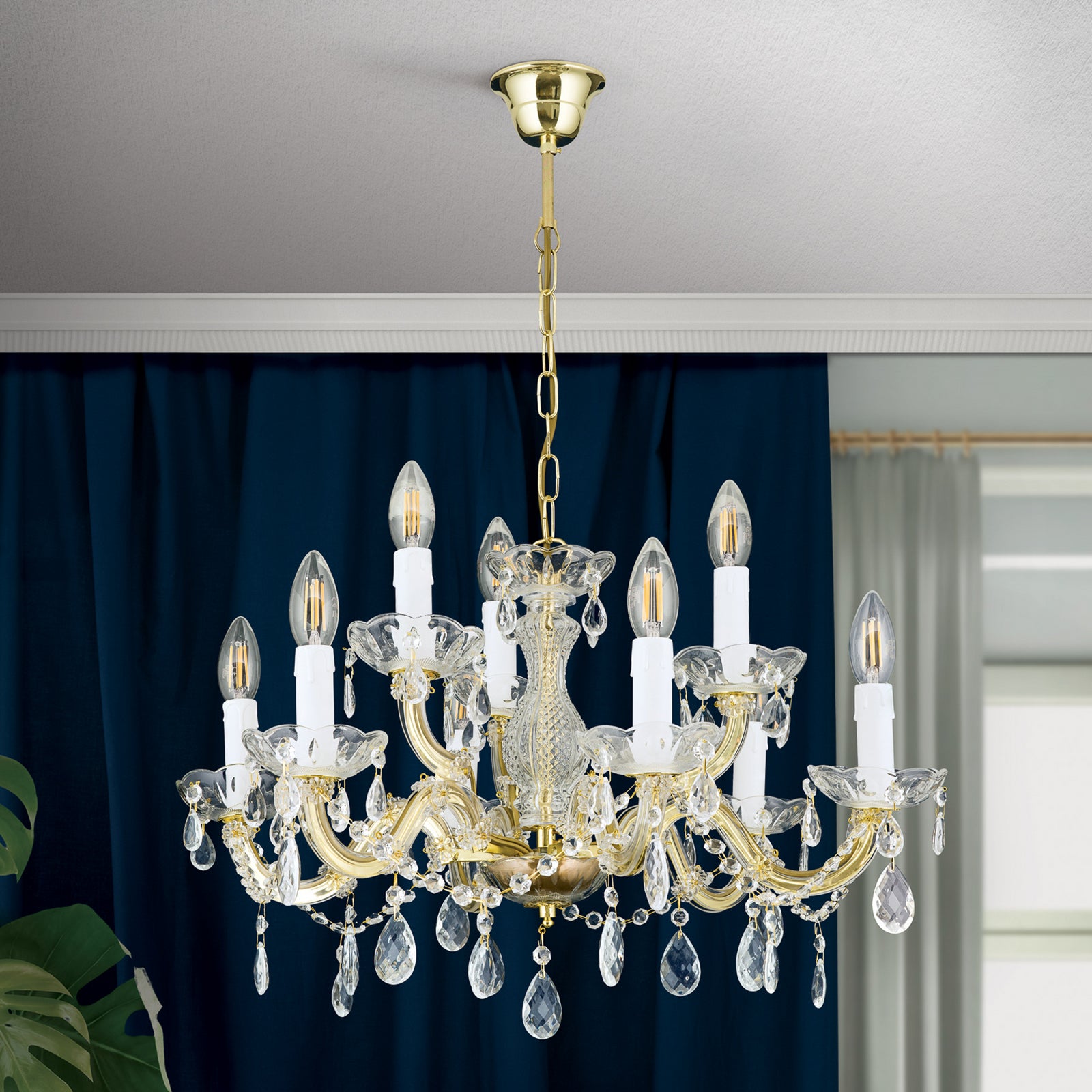 Lysekrone Marie Claire krystallglass 9-lys bakside