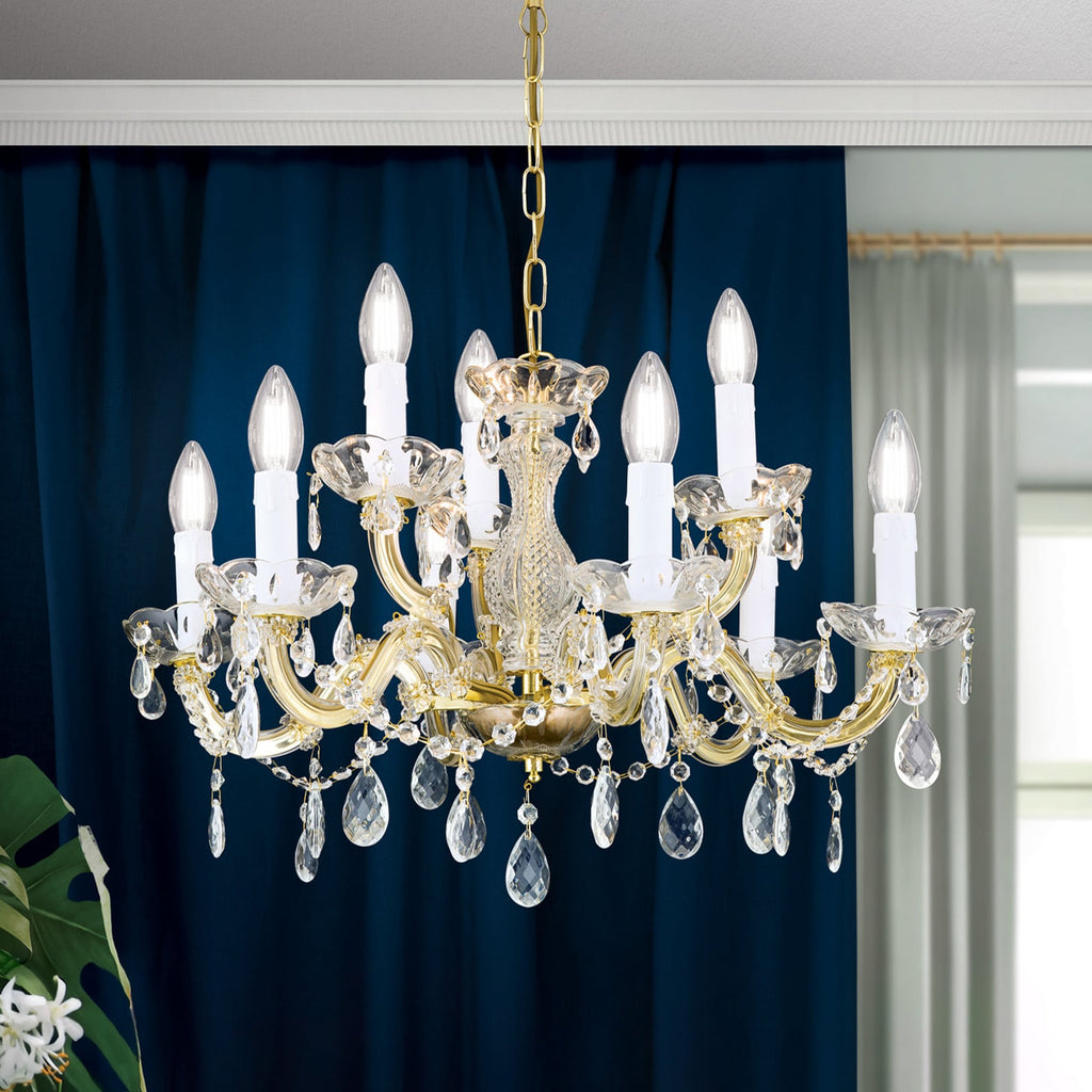 Lysekrone Marie Claire krystallglass 9-lys foran