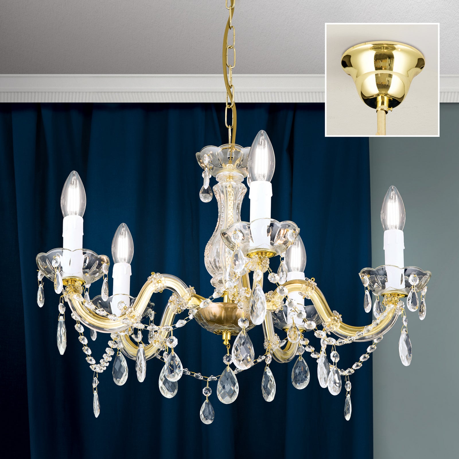Lysekrone Marie Claire krystallglass dimbar funksjon