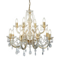 Lysekrone Marie Therese 12-lys messing akrylglass forfra